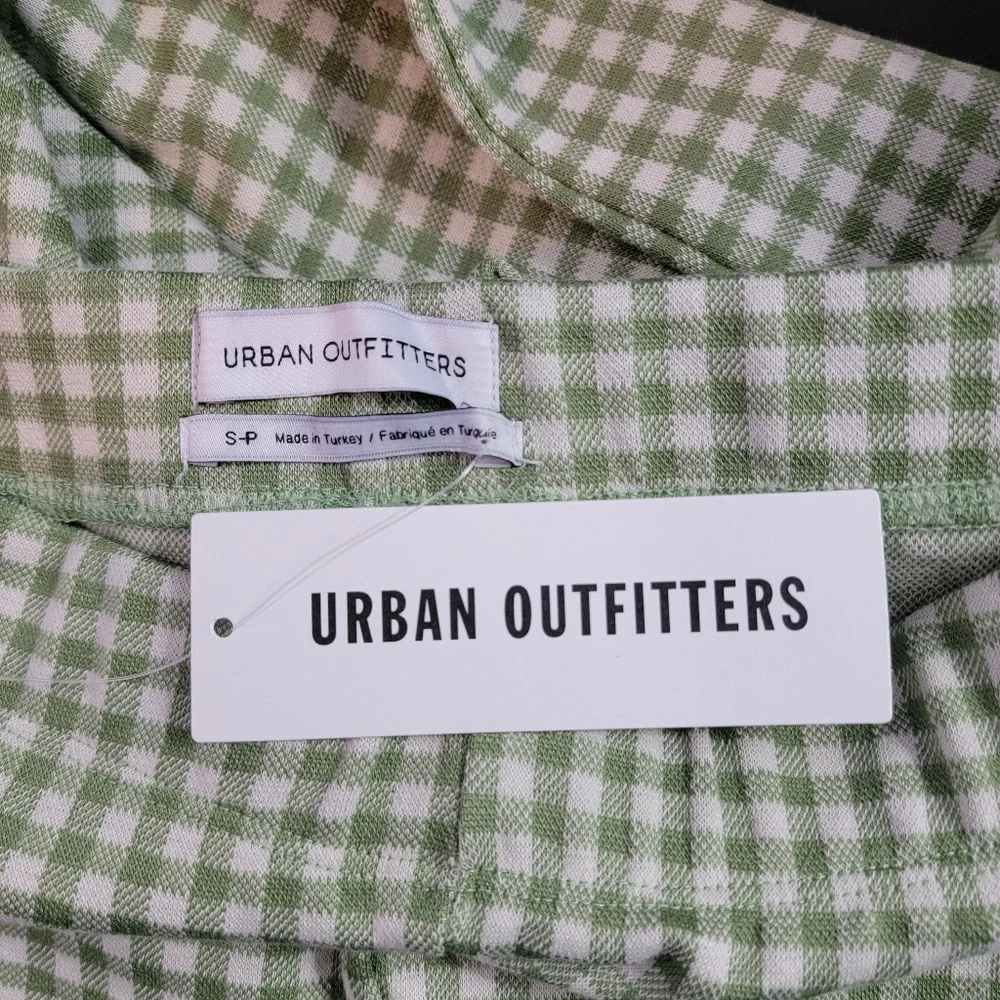 Urban Outfitters Naomi Flare Pants Green and White Checkered Size Small - Picture 6 of 6